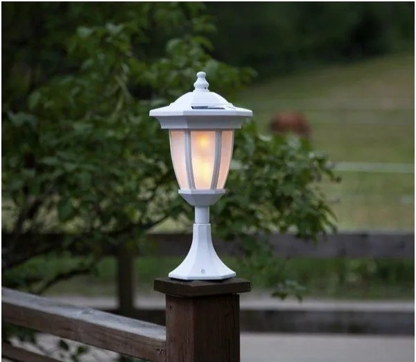 Бяло външно слънчево LED осветително тяло Flame - Star Trading