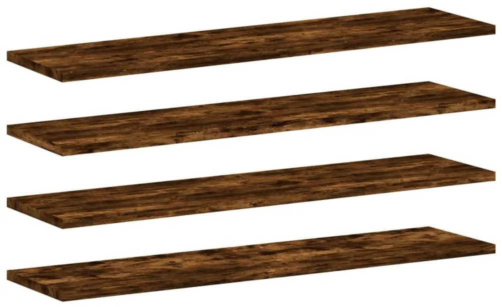 838261 vidaXL Стенни рафтове 4 бр опушен дъб 80x20x1,5 см инженерно дърво