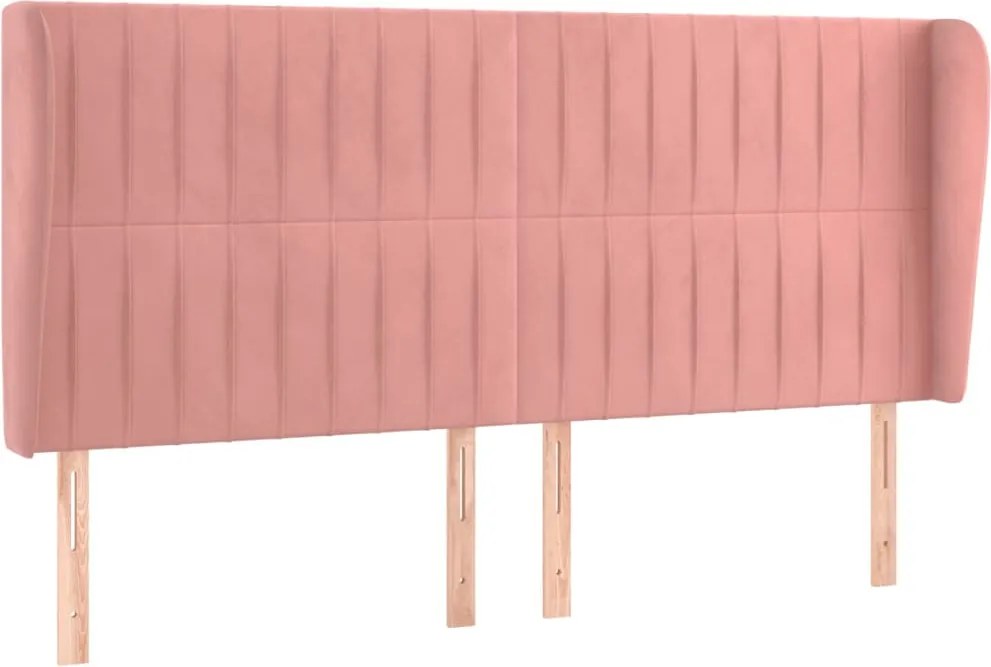 3118265 vidaXL Горна табла за легло с уши, розова, 203x23x118/128 см кадифе