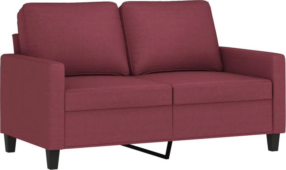 359161 vidaXL 2-местен диван, Виненочервен, 120 см, плат