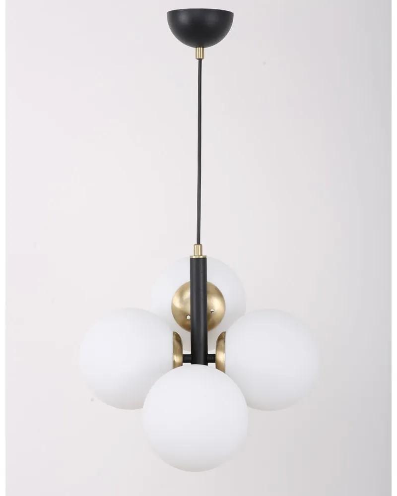 Черно-бяла висяща лампа със стъклен абажур ø 15 cm Forte - Squid Lighting