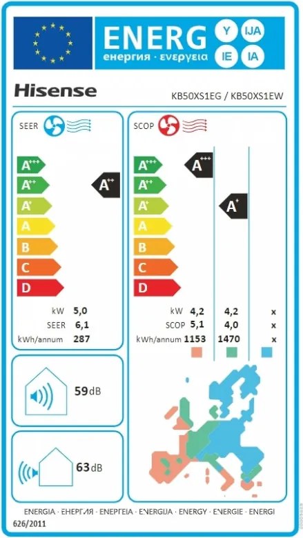 Инверторен климатик Hisense WINGS PRO KB50XS1E, 18000 BTU, 28 м2, A++, Wi-Fi, Гласово управление, Витамин филтър 4в1, Бял