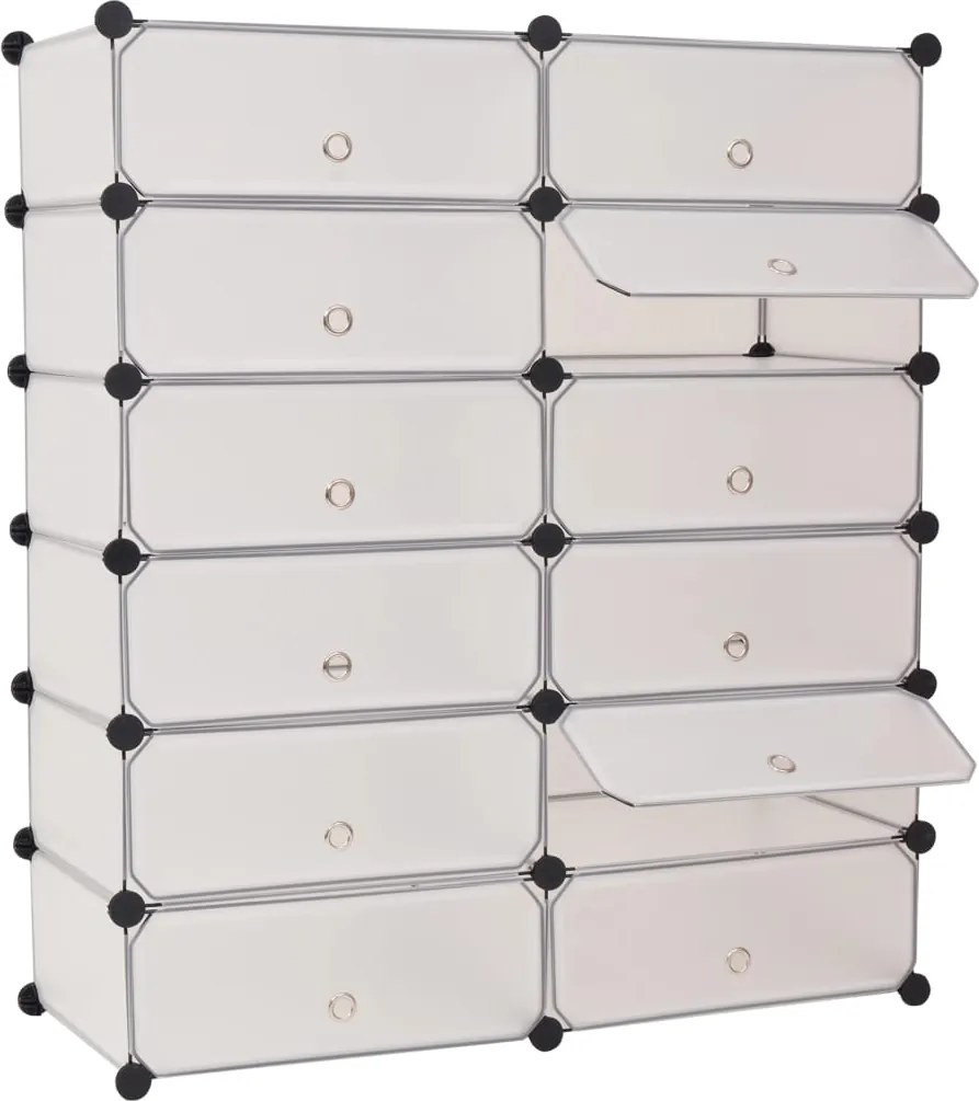 244921 vidaXL Сглобяем органайзер за обувки, 12 отделения, бял