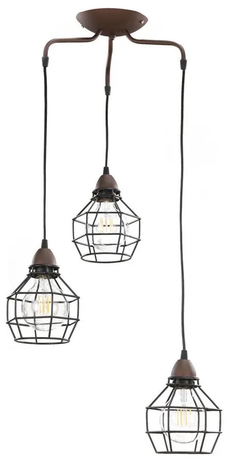 ONLI - Пендел ПАЯК 3xE27/15W/230V черен/кафяв