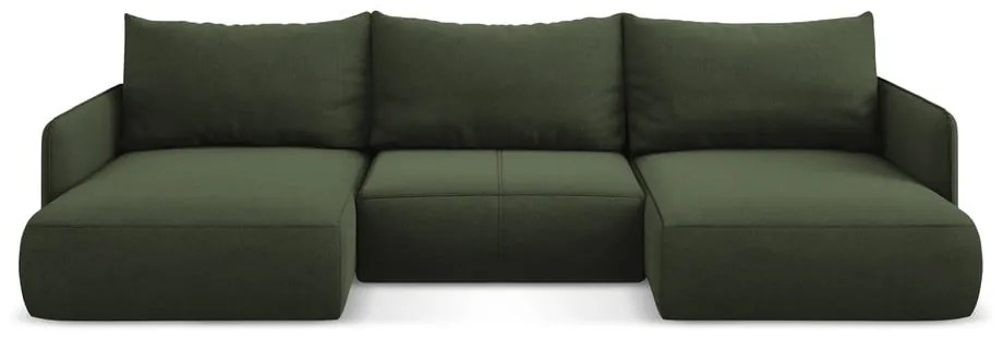 Зелен разтегателен ъглов диван с място за съхранение Nanea – Makamii