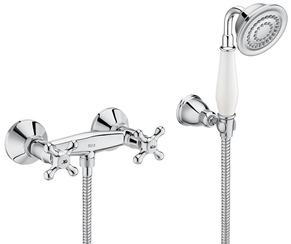 Външен смесител за душ, A5A204BC00, Roca, с аксесоари, хром, 15х15.1см
