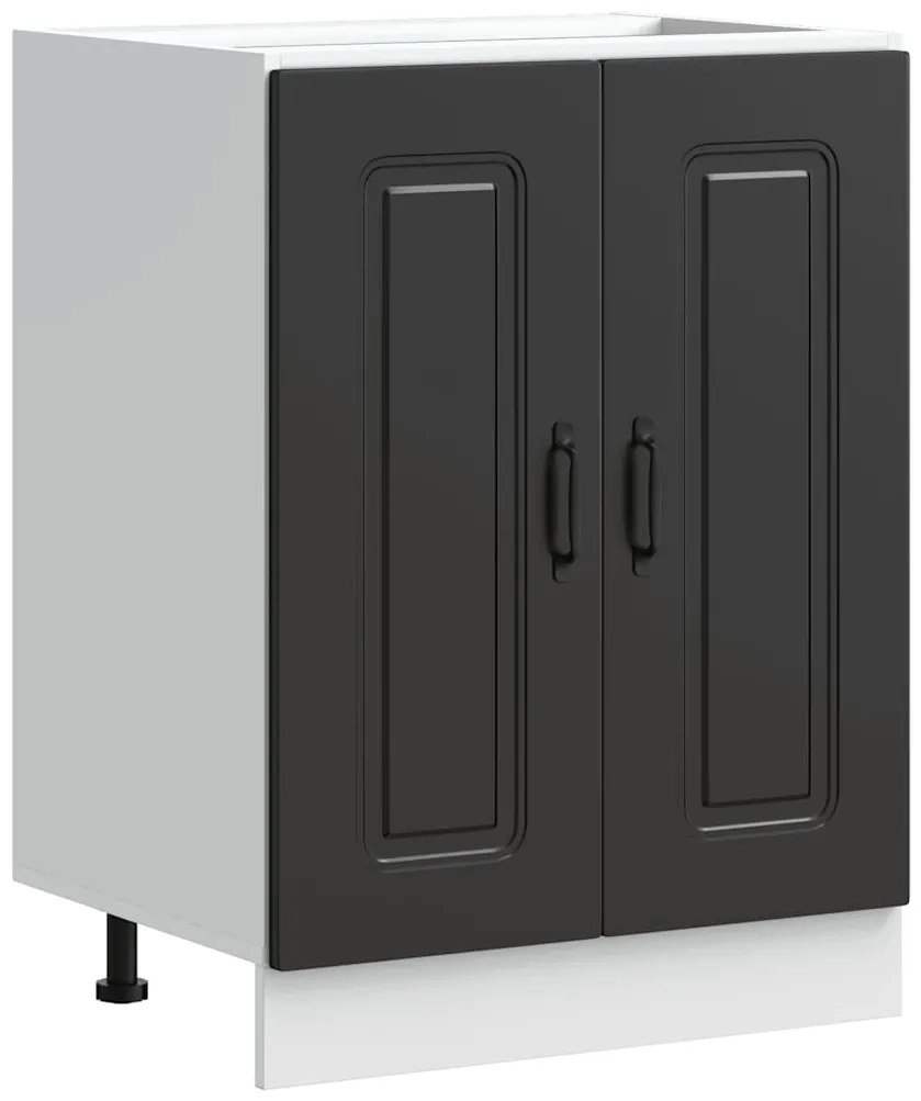 853438 vidaXL Шкаф за мивка, Kalmar, черен, 60x46x81,5 см, инженерно дърво