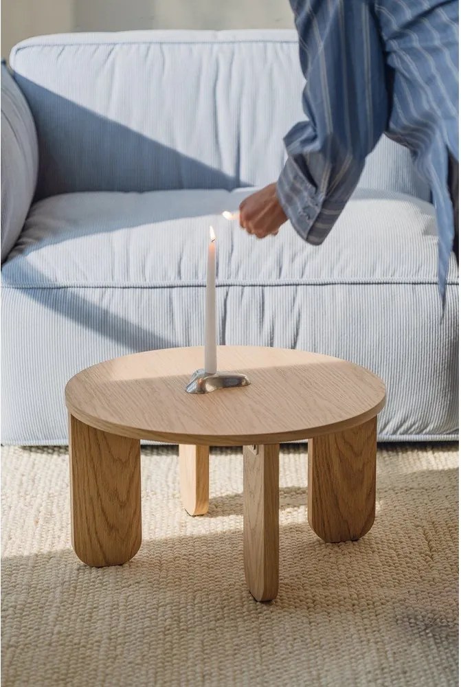 Кръгла масичка за кафе с дъбов плот в естествен цвят ø 55 cm Kuvu – noo.ma