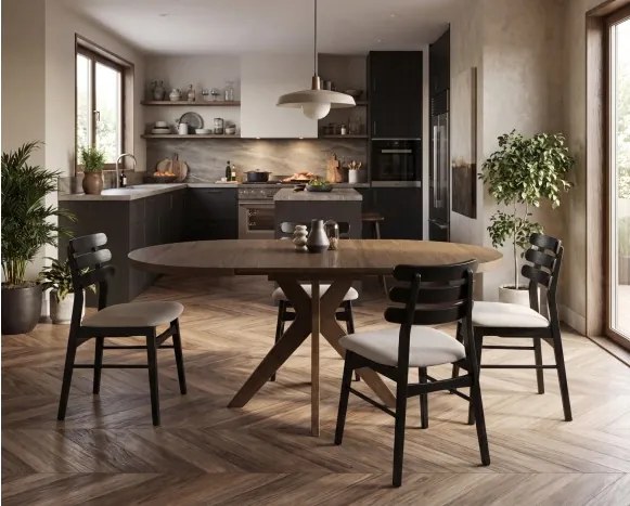 ТИЕРРО Бежово (плат Vibe 03)/конструкция Орех - ДЪРВЕН ТАПИЦИРАН СТОЛ ЗА ДНЕВНА ТРАПЕЗАРИЯ КУХНЯ MODERN CLASSIC
