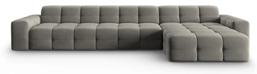 Ъглов диван от сиво кадифе (десен ъгъл) Kendal - Micadoni Home
