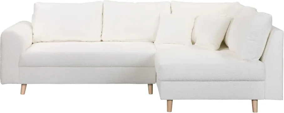 Бял ъглов диван от плат букле (десен ъгъл) Ariella - Ropez