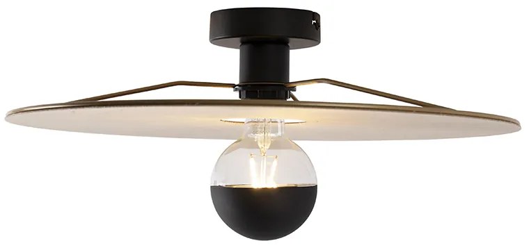 Таванна лампа черна с плосък абажур таупе 45 см - Combi