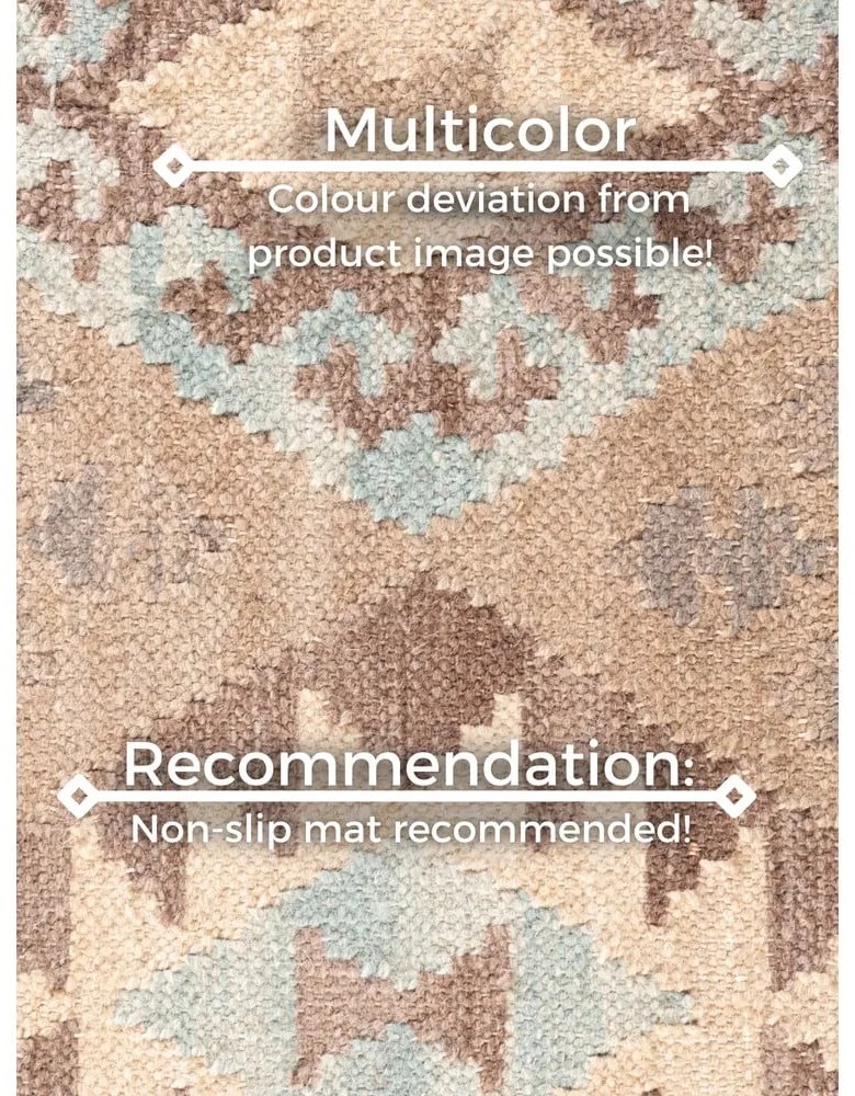 Светлосин и бежов двустранен ръчно изработен вълнен килим 160x230 cm Kamal Dune – Nouristan