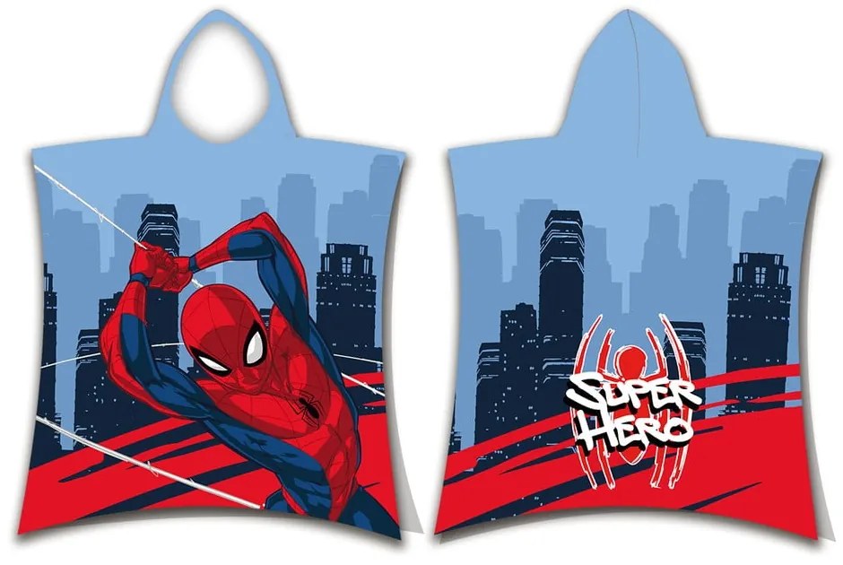 Синьо и червено детско пончо от хавлиена материя Spider-Man - Jerry Fabrics