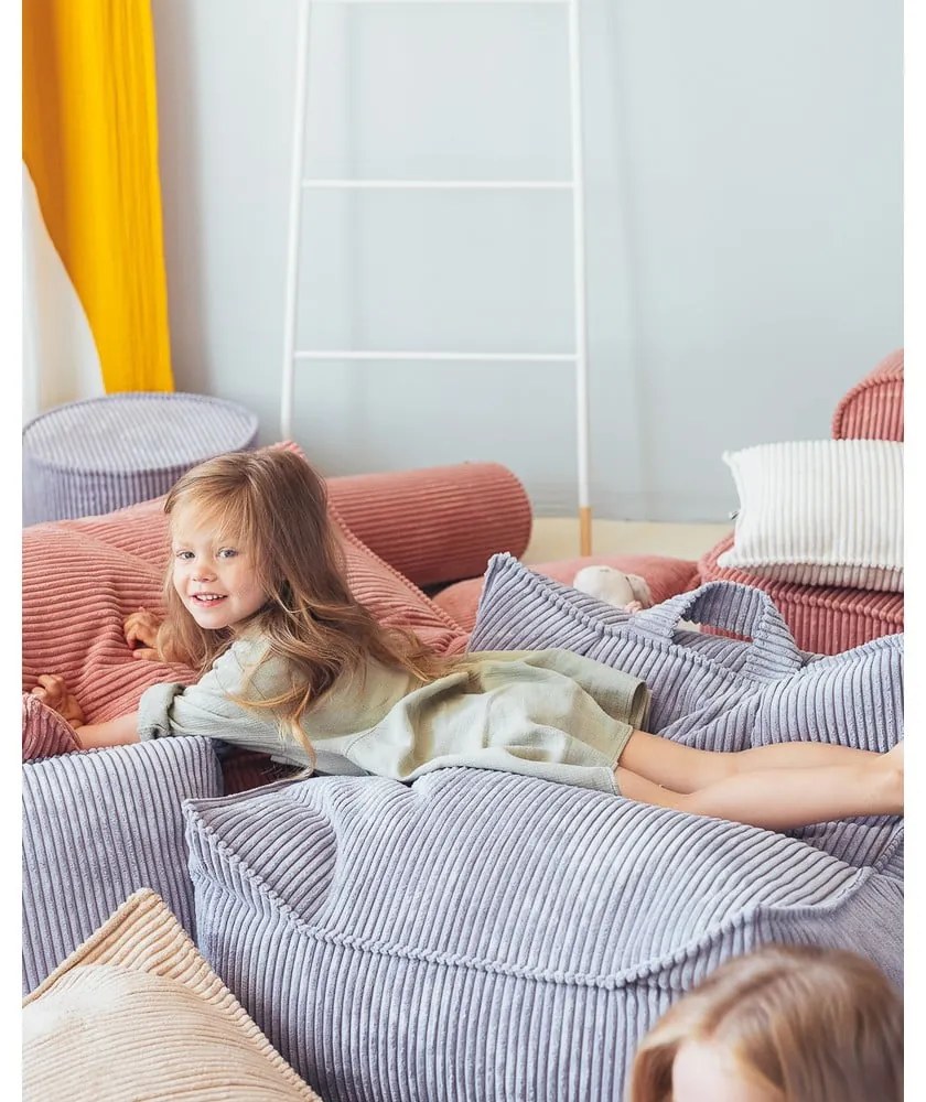 Син детски пуф от рипсено кадифе Chair – Wigiwama