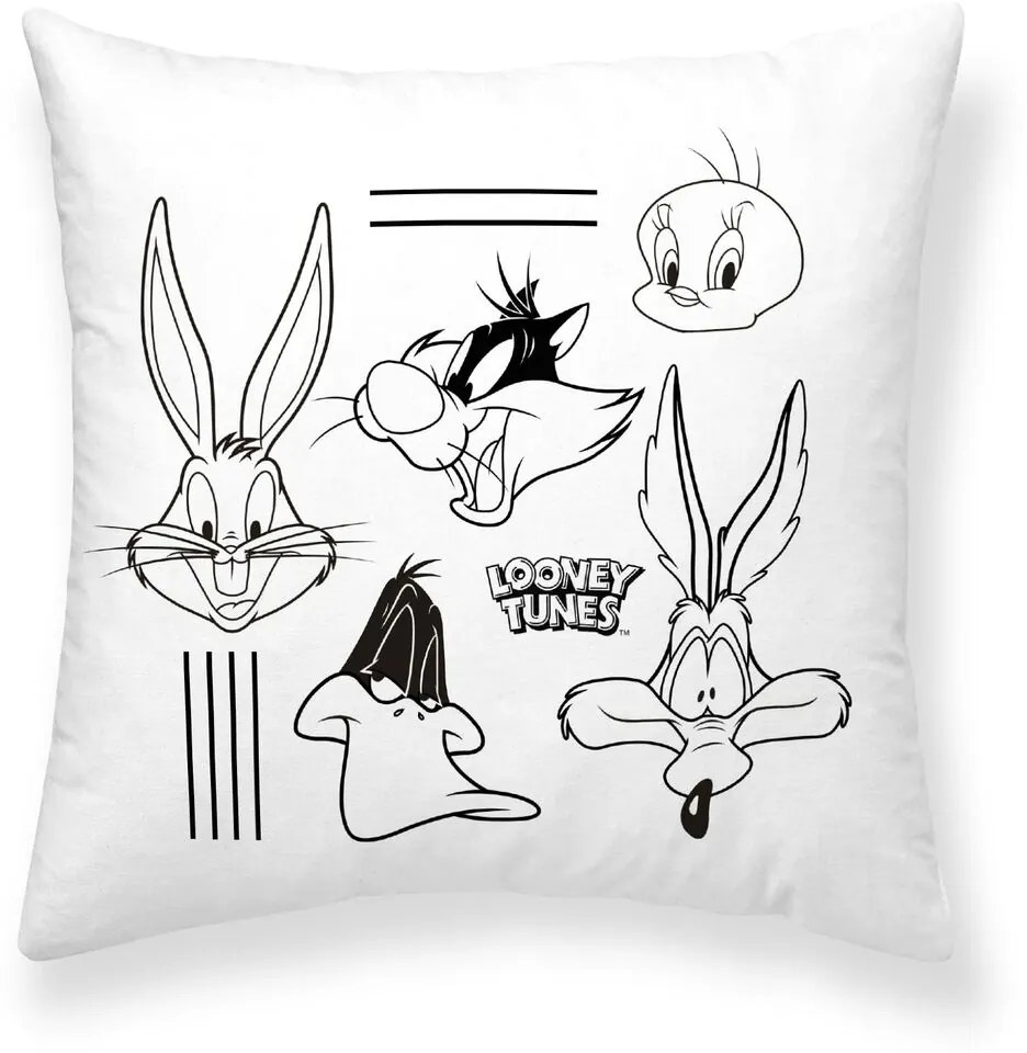 Калъфка за възглавница Looney Tunes Looney B&amp;w B Бял 45 x 45 cm