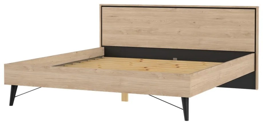 Двойно легло от дъбов декор с включена подматрачна рамка в естествен цвят 180x200 cm Ry – Tvilum