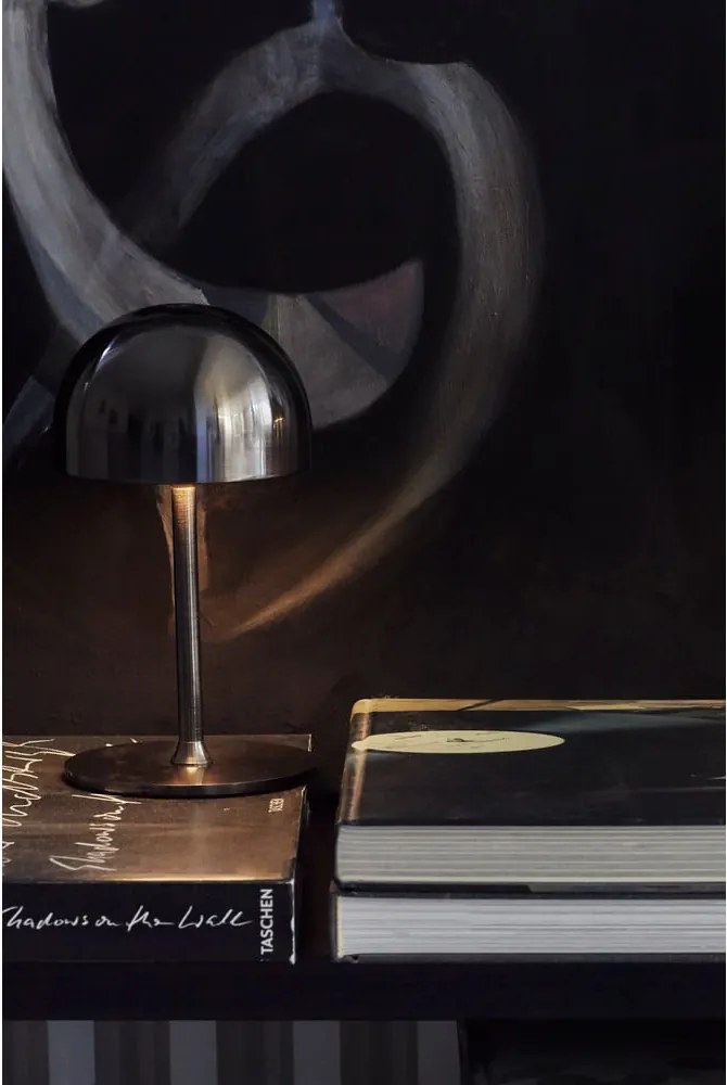 Тъмносива LED настолна лампа с дистанционно управление с метален абажур (височина 22 cm) Tim – Sirius