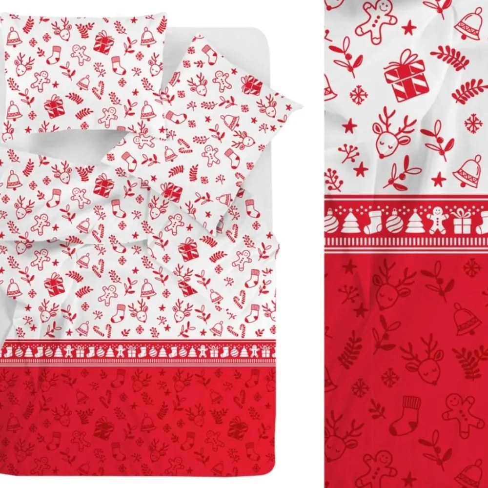Коледни чаршафи от висококачествен памук - мотив с коледни орнаменти Ширина: 140 см | Дължина: 200 см