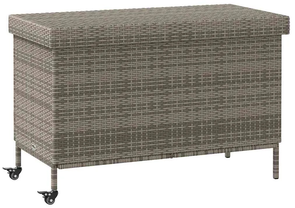 4103828 vidaXL Градинска кутия за съхранение с колела Сива 110x55x73 cm
