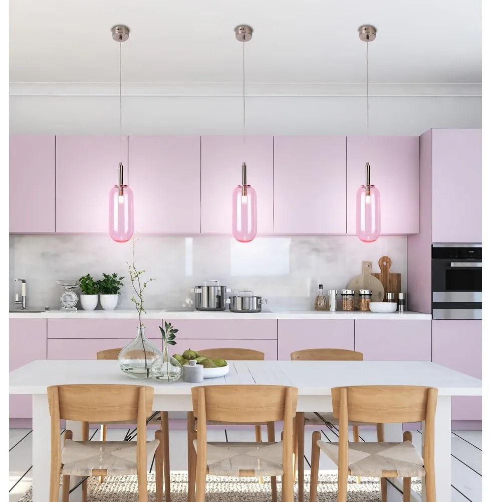 Лилаво LED висящо осветително тяло със стъклен абажур ø 13 cm Fiuggi – Candellux Lighting