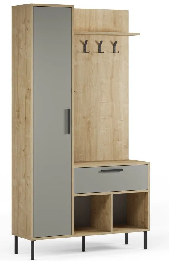 Зелено-естествен комплект за коридор от декор от дъб 108x195x35 cm Heidy – Marckeric