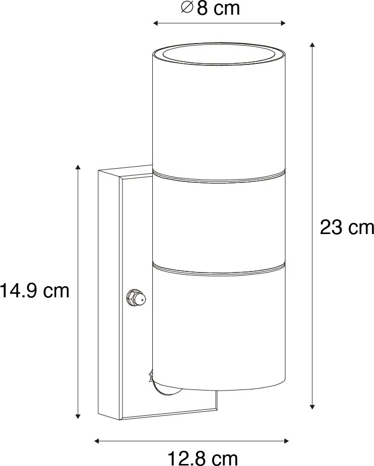 Външен аплик черен 2-светлинен AR70 със сензор за движение - Duo