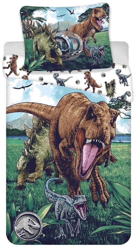 Единично памучно детско спално бельо 140x200 cm Jurassic World "Trio" – Jerry Fabrics