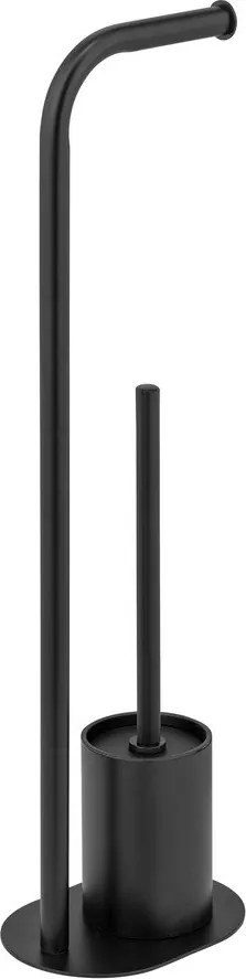 Черна стоманена поставка за тоалетна хартия стойка с четка Levante – Wenko