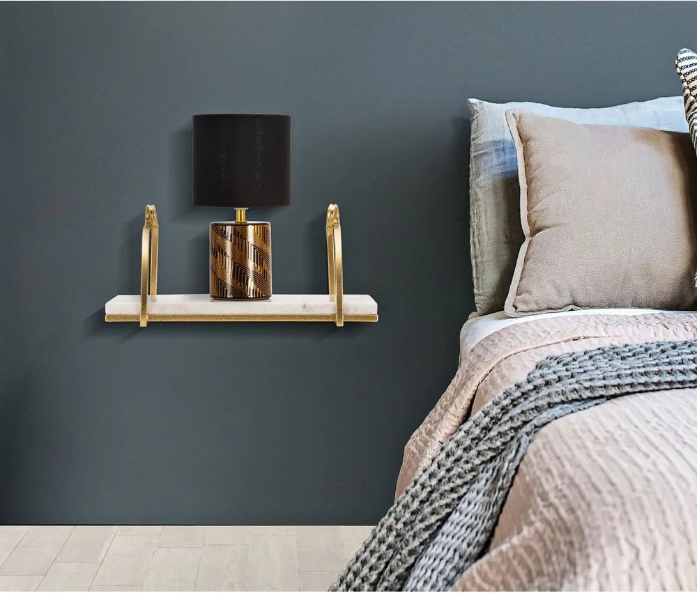 Бял/златен мраморен стенен рафт 40 cm Marble – Mauro Ferretti