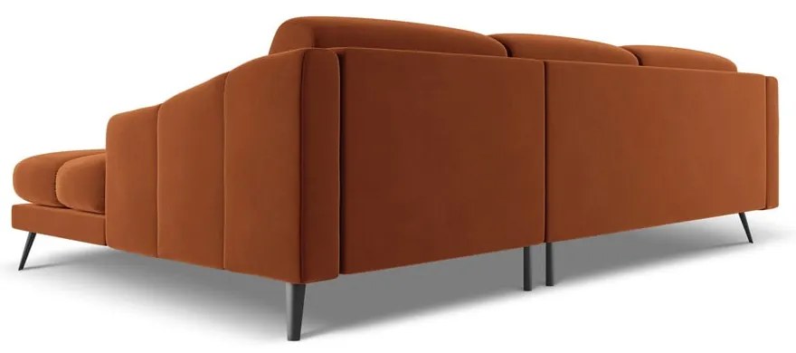 Оранжев кадифен ъглов диван (десен ъгъл) Nalu – Makamii