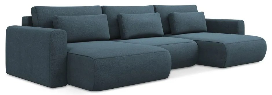 Син разтегателен ъглов диван с място за съхранение (U форма) Kapua – Makamii