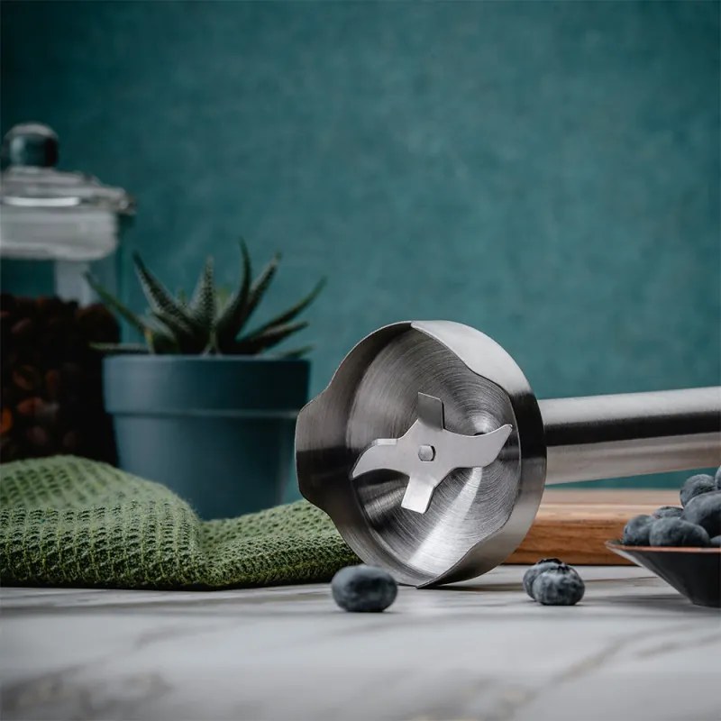 Разопакован: Ръчен пасатор Oliver Voltz OV51112JP, 1500W, 2 скорости, Приставка за картофи, Острие от неръждаема стомана, Инокс