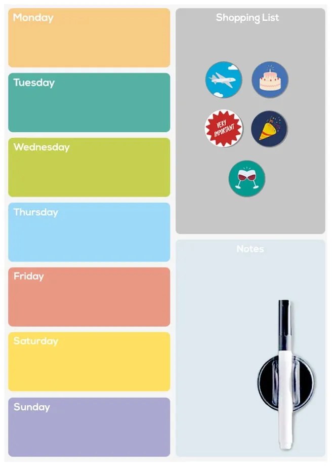 Магнитна дъска на хладилник Week Planner - Balvi