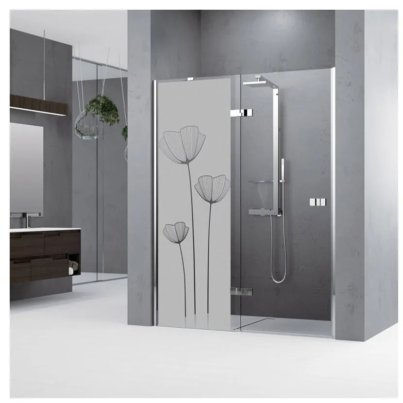 Стикер за врата на душ Макови цветя, 185 x 55 cm - Ambiance