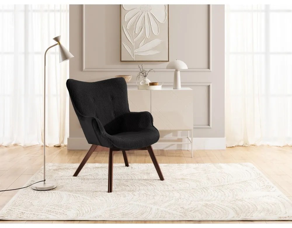 Черно кресло от рипсено кадифе Niko – Ropez