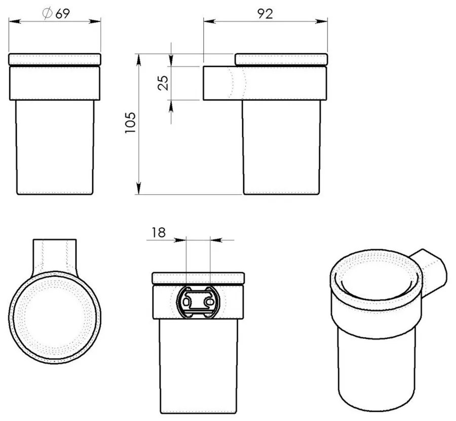 Бяла/златна стенна стъклена чаша за четки за зъби Gedy Pirenei – Sapho