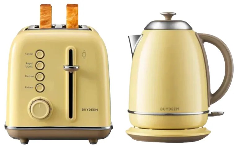 Тостер за хляб BUYDEEM DT620E, 900W, 2 слота, 7 автоматични програми и нива на препичане, LED индикатори, Тавичка за трохи, Жълт