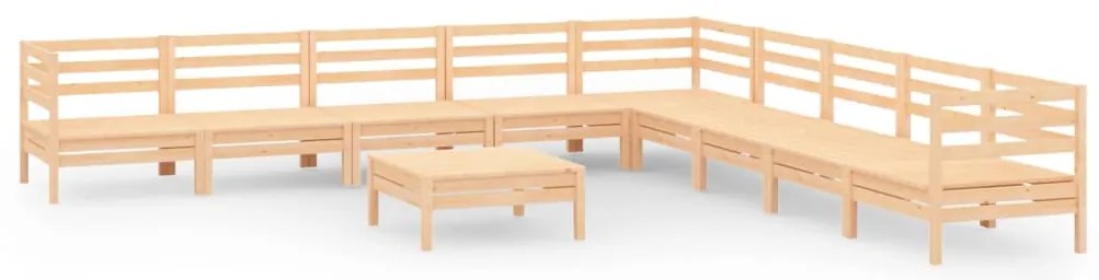 3083119 vidaXL Градински лаундж комплект, 10 части, бор масив