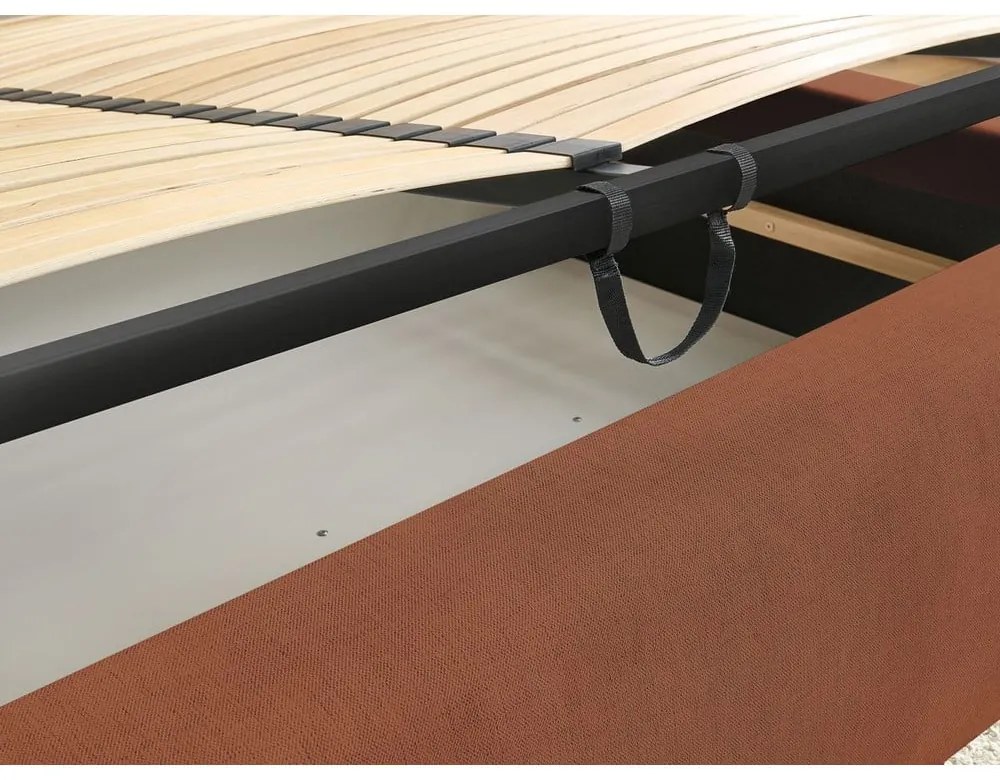 Оранжево тапицирано двойно легло с място за съхранение с решетка 180x200 cm Jagna - Bobochic Paris