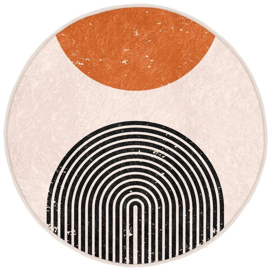 Оранжево-кремав кръгъл килим подходящ за пране и за прахосмукачки роботи ø 100 cm Comfort – Mila Home