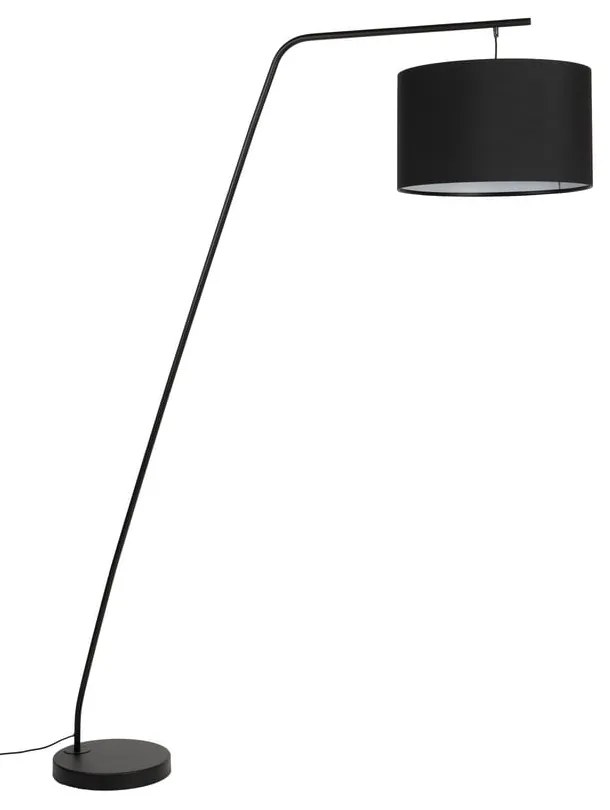 Черна подова лампа с текстилен абажур (височина 220 cm) Martine – White Label
