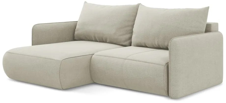 Кремав разтегателен ъглов диван с място за съхранение (ляв ъгъл) Nanea – Makamii