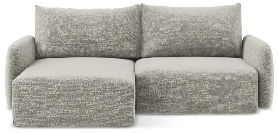 Светлосив разтегателен ъглов диван с място за съхранение (ляв ъгъл) Kalena – Makamii