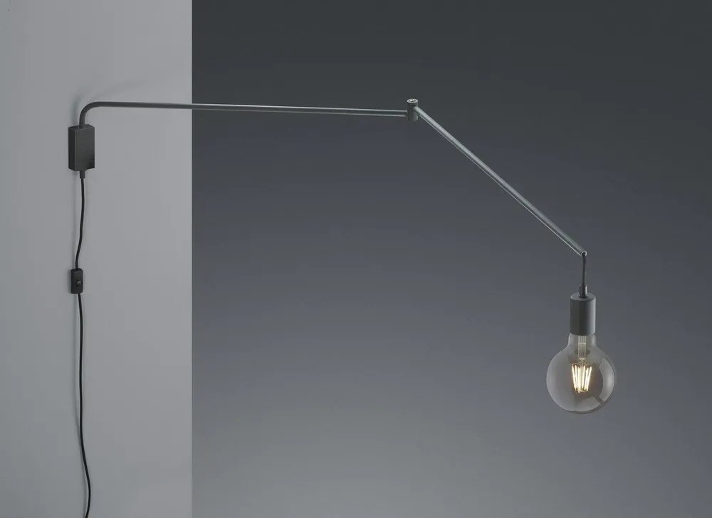 Матово черно стенна лампа с огъваща се структура за контакт Line – Trio