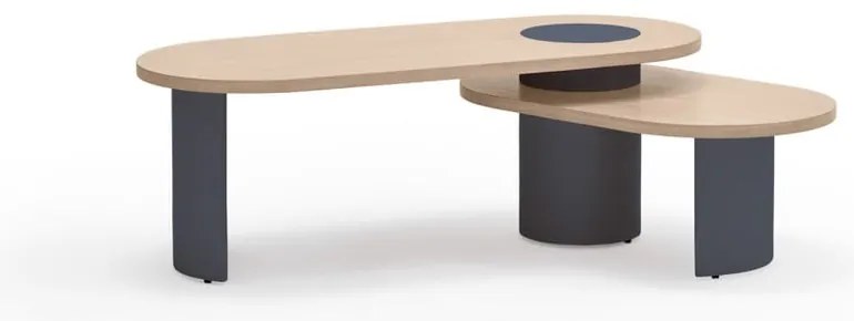 Синя/в естествен цвят масичка за кафе от декор от ясен 50x120 cm Nori – Teulat