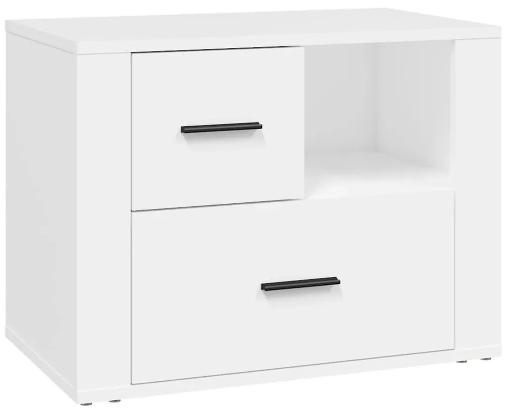 816736 vidaXL Нощно шкафче, бяло, 60x36x45 см, инженерно дърво