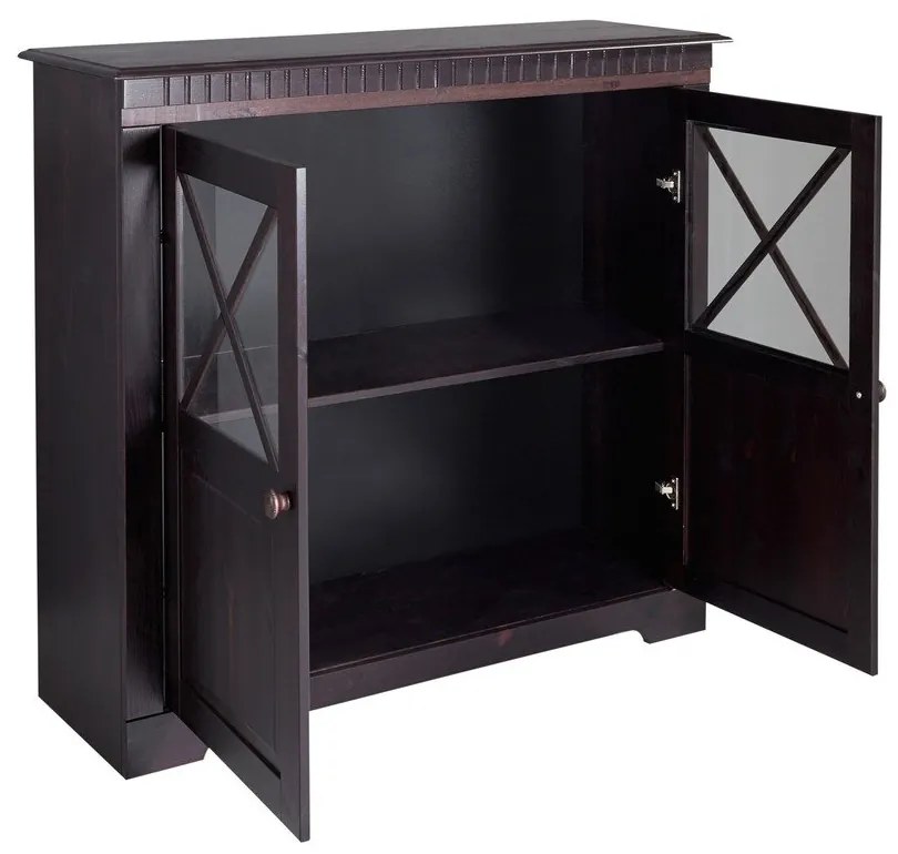 Тъмнокафява витрина от масивен бор 95x35 cm Lisa – Støraa