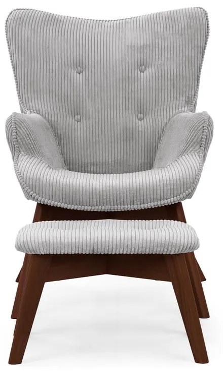 Сив фотьойл с табуретка от рипсено кадифе Niko – Ropez