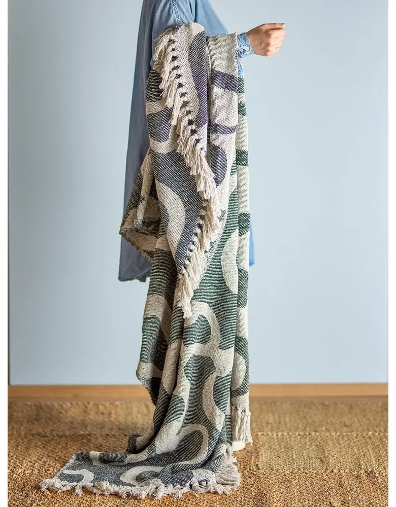 Черно/бежово одеяло от рециклиран памук 130x160 cm Salobre – Bloomingville